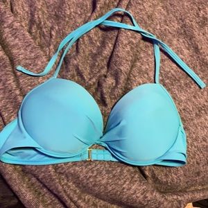 Blue halter bathing suit push-up top